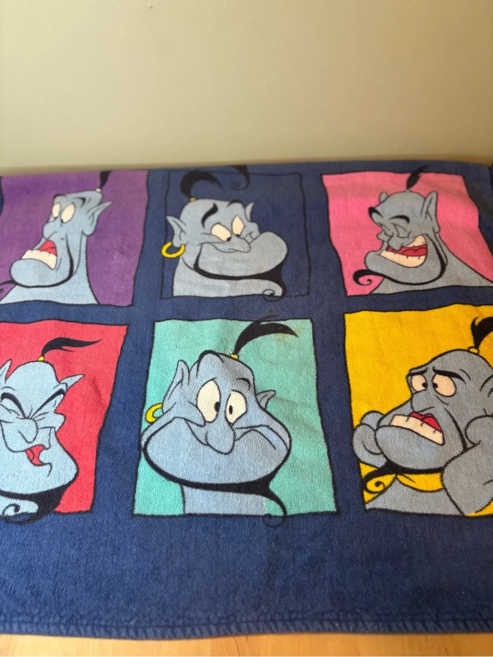 Vintage Disney Aladdin Faces of the Genie Beach Towel